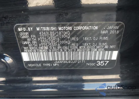 2018 Mitsubishi Outlander Sport 2.0 Le from USA, damaged, VIN JA4AP3AU9JU012171